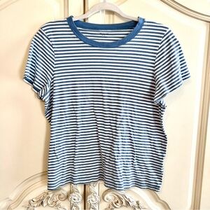 Madewell Striped Baby Tee, Relaxed Fit, 100% Cotton, Size Large